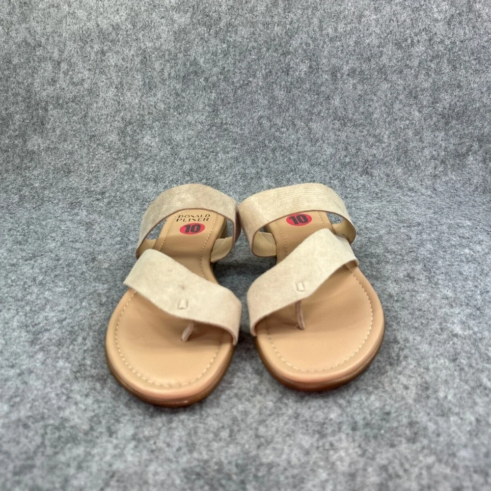 Donald Pliner Galena Womens 10M Sand Suede Elastic Thong Slide Sandals Beige Low